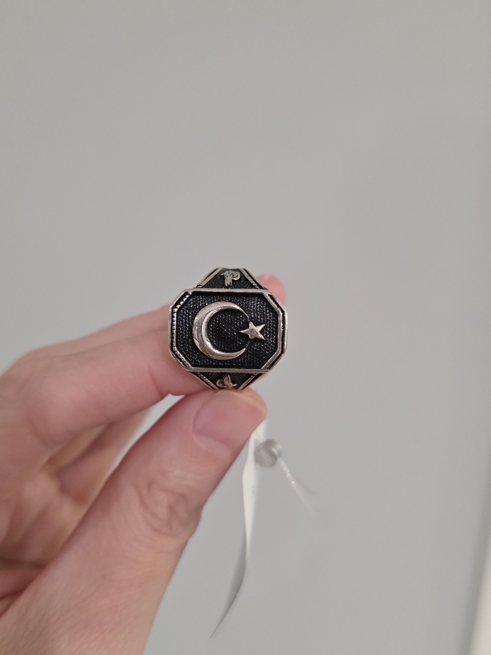 New 925 Sterling Silver Turkish Crescent Moon & Star Men's Ring (Size 9.5)